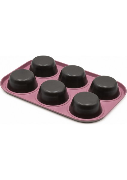 6'lı Muffin Kalıbı Koyu Pembe