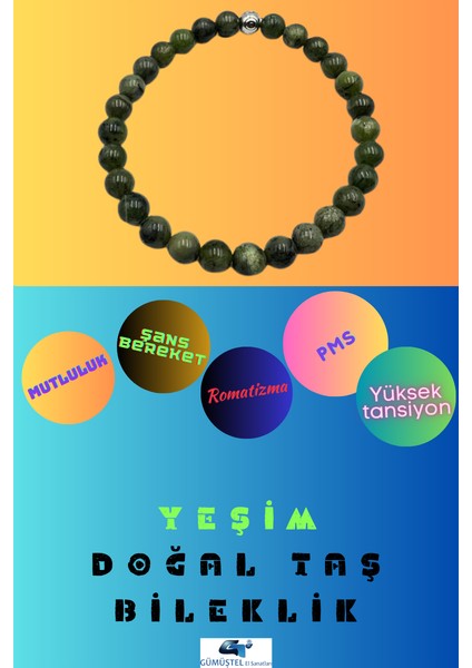 Yeşim Doğal Taş Bileklik 6 mm Aaa Kalite Sürpriz Hediyeli