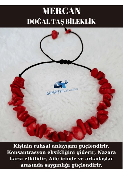 Doğal Kırık Taş Mercan Taşı Bileklik Asansörlü Kilit Sistemi