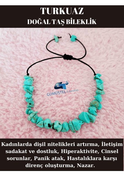 Doğal Kırık Taş Turkuaz Taşı Bileklik Asansörlü Kilit Sistemi