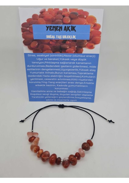 Doğal Yemen Akik Taşı Bileklik Orijinal Doğal Taş