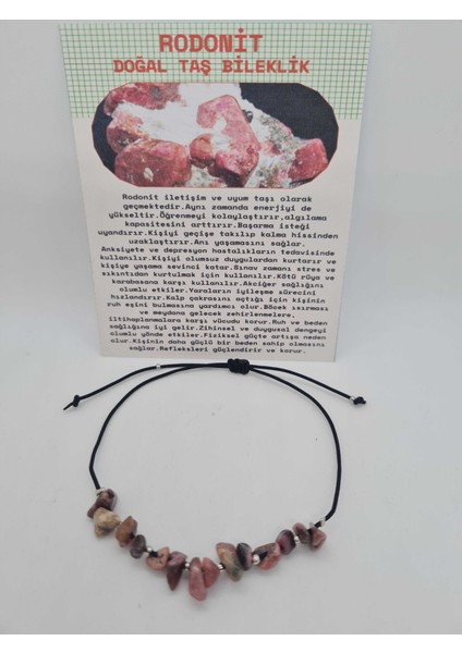 Doğal Rodonit Taşı Bileklik Orijinal Doğal Taş
