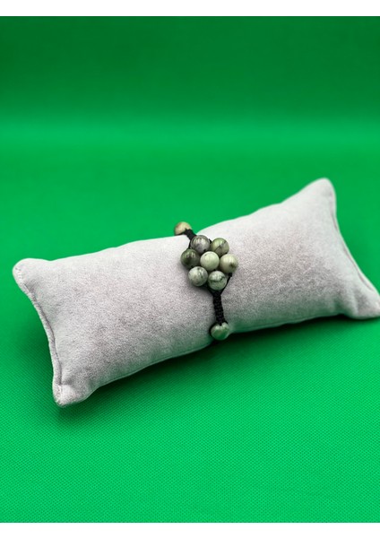 Afrika Yeşim Doğal Taş Bileklik Asansörlü Kilit Sistemi Aaa Kalite El Yapımı Bileklik 10MM