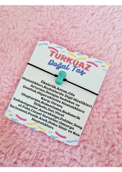 Turkuaz Doğal Taş Bileklik Makrome Kilit Sistemi