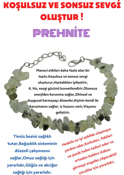 Koşulsuz ve Sonsuz Sevgi Doğal Taş Bileklik (Prehnite Taşı)