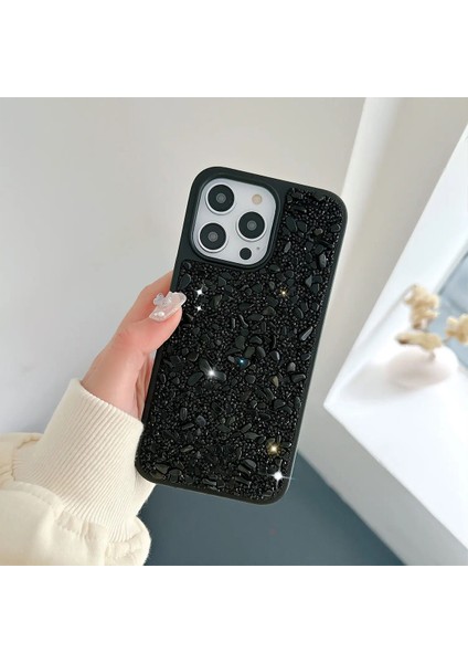 iPhone 14 Pro Max Kılıf Parlak Kristal Taşlı Şık Tasarım Kamera Koruma Çıkıntılı Lussten Case