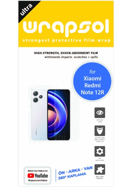 Redmi Note 12R Full Kaplama Ön Arka ve Yan 360 Derece Kaplayan Esnek Poliüretan Film