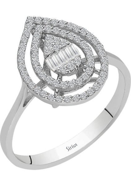 F Renk 0,23 Karat Baget Pırlanta Damla Yüzük 0441R0055