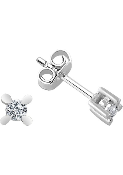 F Renk 0,10 Karat Pırlanta Tektaş Küpe 0441E0002