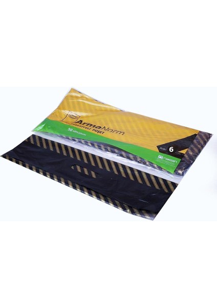Naksan Takviyeli Ince Desenli Çizgili Siyah Çanta Poşet Torba - 6 No - 60X70 Cm. - 50 Adetlik 3 Paket