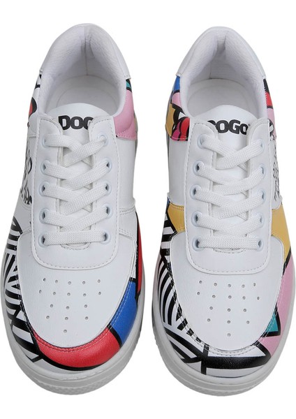 Kadın Vegan Deri Beyaz Sneakers - Painting in Harmony Tasarım