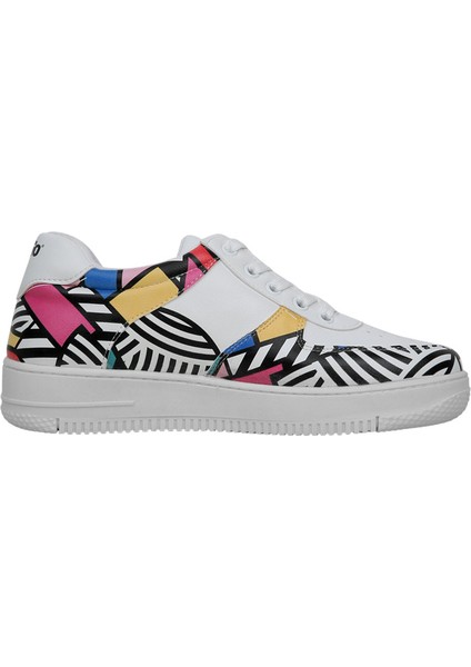 Kadın Vegan Deri Beyaz Sneakers - Painting in Harmony Tasarım modelleri