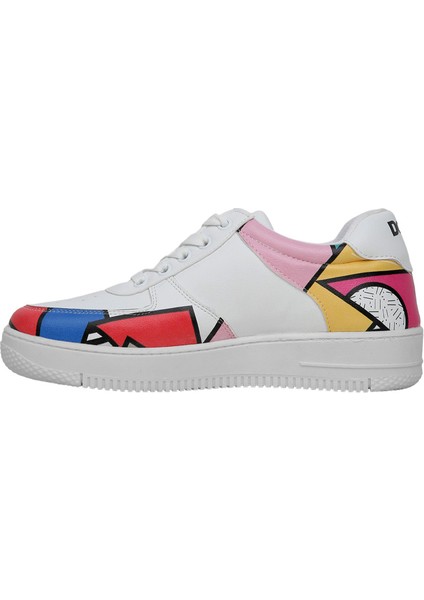 Kadın Vegan Deri Beyaz Sneakers - Painting in Harmony Tasarım fırsatları
