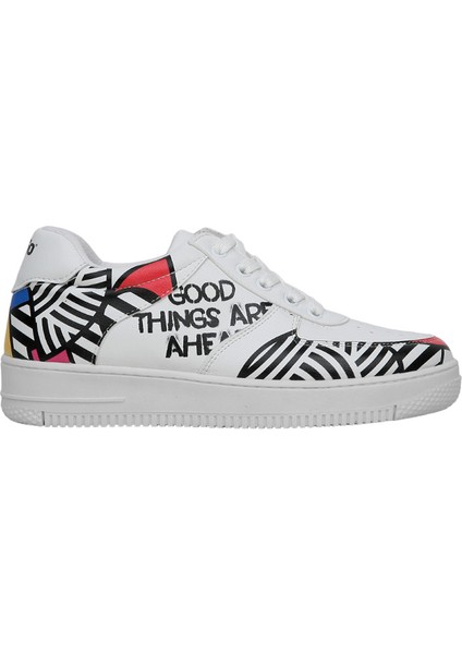 Kadın Vegan Deri Beyaz Sneakers - Painting in Harmony Tasarım indirimleri