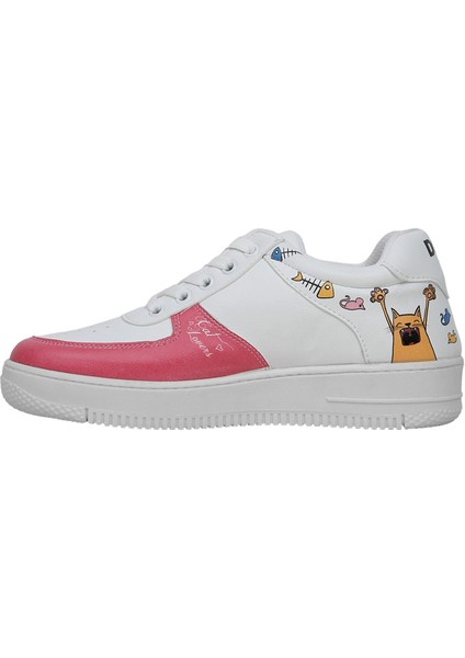 Kadın Vegan Deri Beyaz Sneakers - Cat Lovers Tasarım fırsatları