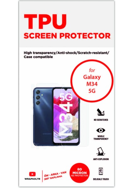 Samsung Galaxy M34 5g Ön Arka ve Yan Kaplama 360 Derece Tam Koruma Full Body Hd Film fiyatları