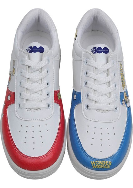 Kadın Vegan Deri Beyaz Sneakers - Warner Bros Wonder Lola Bunny Tasarım