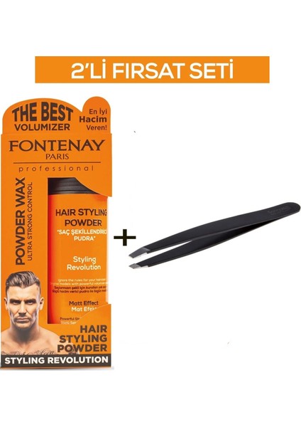 Saç Şekillendirici Pudra Toz Wax Ultra Strong Turuncu + Cımbız NO:111 2'li Set