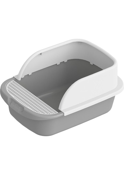 Kedi Çöp Kutusu Tuvalet Yarı Kapalı Çıkarılabilir Büyük Sıçrama Sıçrama Sandbox GRAY52CMX36CMX21.5CM (Yurt Dışından)