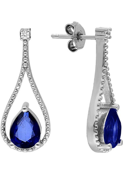 Pırlanta ve Damla Safir Küpe 0441E0010
