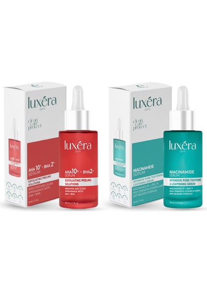 , Temizleyici, & Leke , Siyah Nokta & Komedon , Cilt Kusursuzlaştırıcı Vegan Bakım Seti (Aha+Bha Kırmızı Peeling Serum + Niacinamide Serum) indirimleri