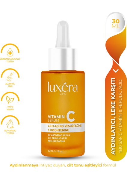 Vegan, Antioksidan C Vitamini Serum (%10 L-Ascorbic Acid + %0,5 Ferulic Acid)