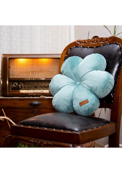 Dekoratif Mint Yeşil Renk Iç Dolgulu Kırlent Çiçek Yastık 42*42 cm