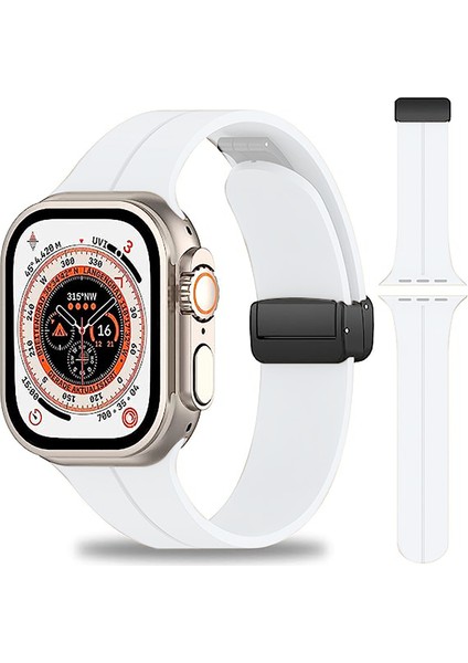 Yenilikçi Tasarımlı Apple Watch 41MM Için Kaliteli Silikon Kayış - Metal Manyetik Toka, Su Geçirmez, Spor Stili ve Kolay Takılıp Çıkarılabilir