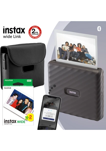 Instax Wide Link Gri Akıllı Yazıcı ve Çantalı Hediye Seti 4