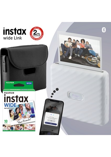 Instax Wide Link Beyaz Akıllı Yazıcı + Çantalı