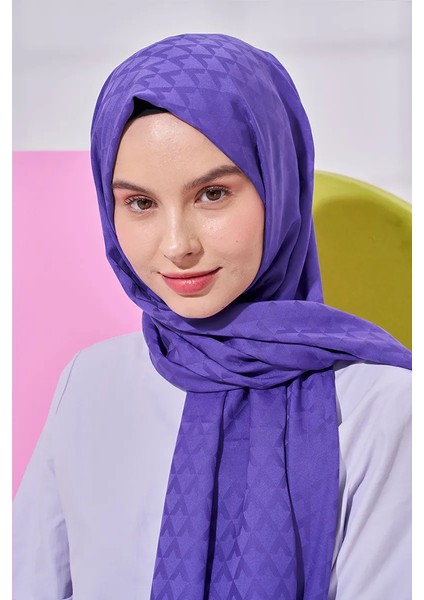 Ipeksi Jakar Lara Şal Geometrik Desen - Metalik Mor modelleri