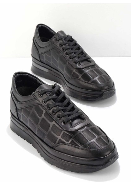 Siyah Baskılı Leather Erkek Casual Ayakkabı E01199016603