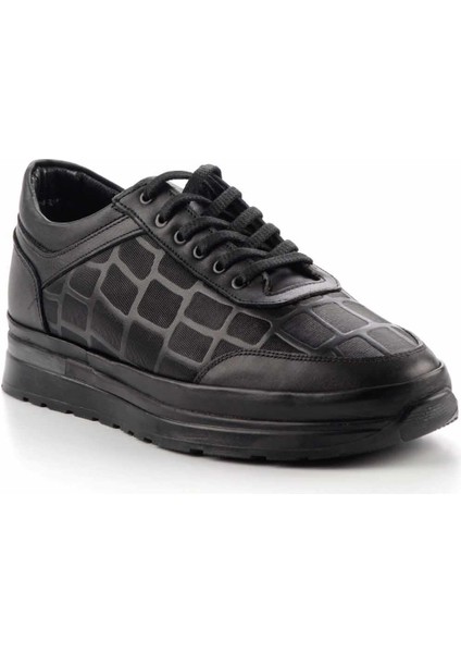 Siyah Baskılı Leather Erkek Casual Ayakkabı E01199016603