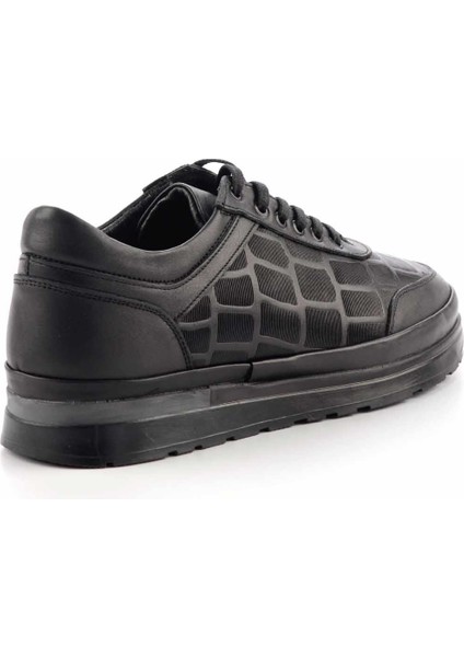 Siyah Baskılı Leather Erkek Casual Ayakkabı E01199016603