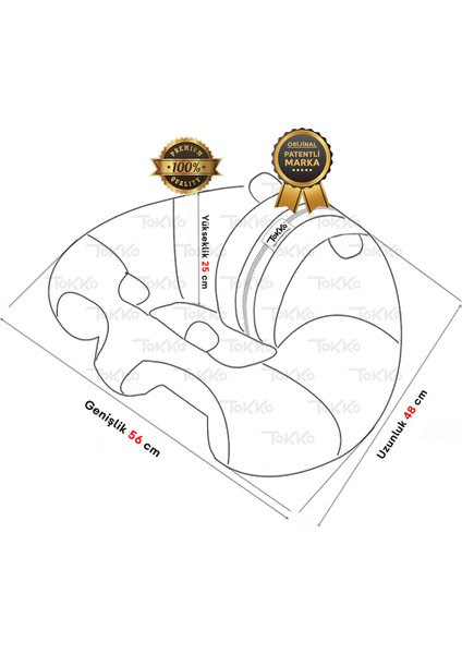 Tokko Oyuncaklı Bebek Oturma Destek Minderi - Devrilmez Bebek Koltuğu - Büyük Bebek Oturağı Kırmızı Gri