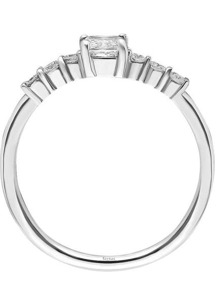 Pırlanta ve Prenses Kesim Beyaz Topaz Taşlı Yüzük 0442R0021 modelleri