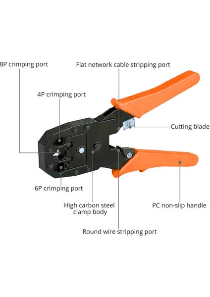 RJ45 Ethernet RJ11 RJ12 RJ45 Telefon Sıkma Çakma Pensesi Cat5 Cat6 Pense+ Kablo Soyucu