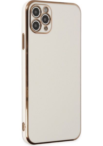iPhone 11 Pro Max Parlak Kenarlı Bark Silikon Kılıf - Beyaz
