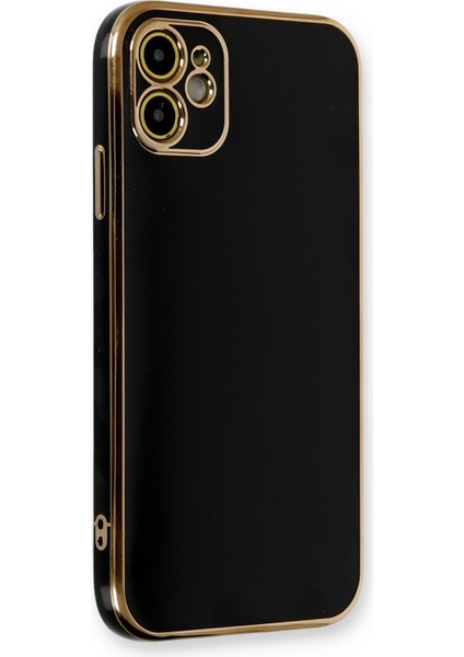 iPhone 11 Parlak Kenarlı Bark Silikon Kılıf - Siyah