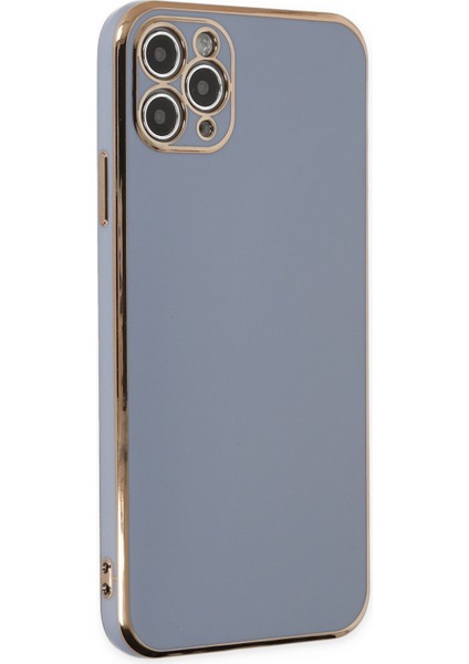 iPhone 11 Pro Max Parlak Kenarlı Bark Silikon Kılıf - Mavi