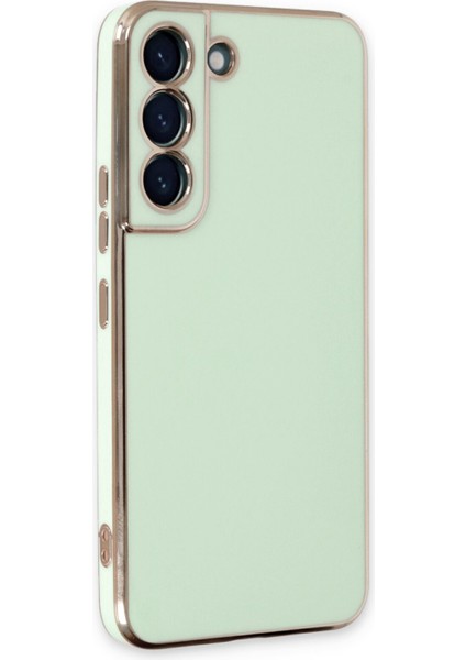 Samsung Galaxy S21 Fe Parlak Kenarlı Bark Silikon Kılıf - Açık Yeşil