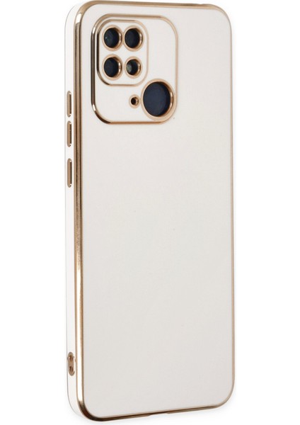 Xiaomi Poco C40 Parlak Kenarlı Bark Silikon Kılıf - Beyaz