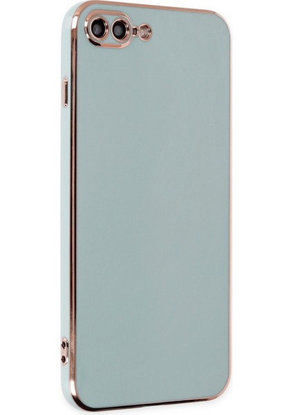 iPhone 8 Plus Parlak Kenarlı Bark Silikon Kılıf - Açık Yeşil