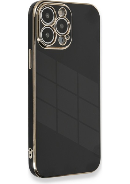 iPhone 13 Pro Max Parlak Kenarlı Bark Silikon Kılıf - Siyah