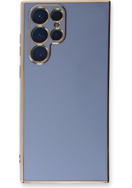 Samsung Galaxy S22 Ultra Parlak Kenarlı Bark Silikon Kılıf - Mavi