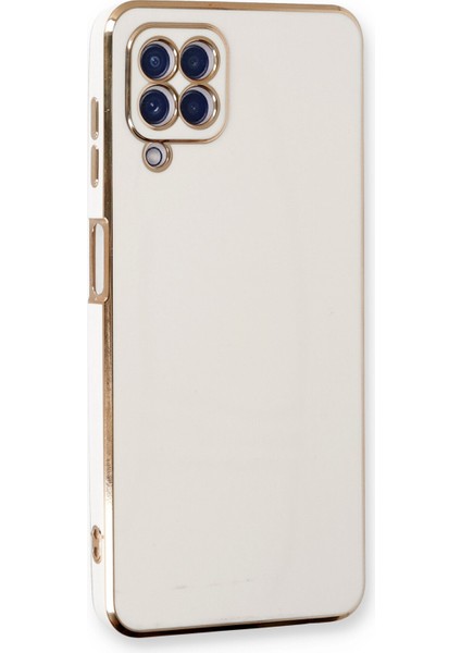 Samsung Galaxy A22 Parlak Kenarlı Bark Silikon Kılıf - Beyaz