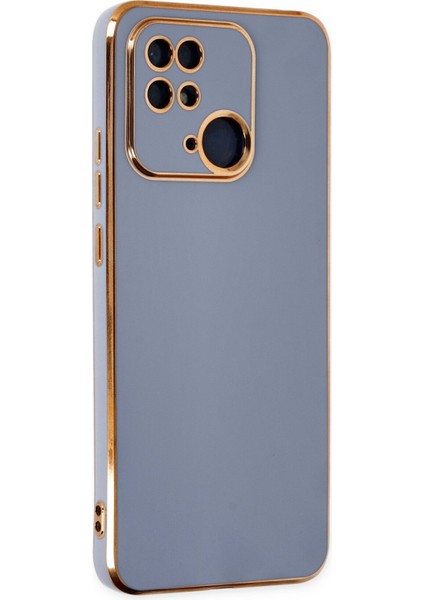 Xiaomi Poco C40 Parlak Kenarlı Bark Silikon Kılıf - Mavi