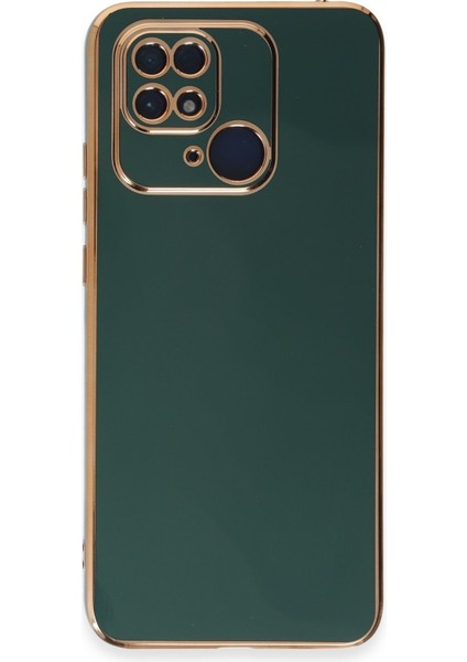Xiaomi Poco C40 Parlak Kenarlı Bark Silikon Kılıf - Koyu Yeşil