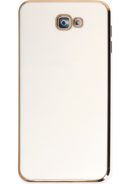 Samsung Galaxy J7 Prime Parlak Kenarlı Bark Silikon Kılıf - Beyaz
