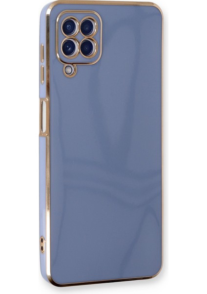 Samsung Galaxy M32 Parlak Kenarlı Bark Silikon Kılıf - Mavi